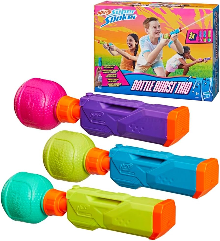 image:imageNerf Super Soaker Bottle Burst Trio 3 Pump Action Water Toys Removable 4 Fl Oz Capacity Bottles Kids Outdoor Toys Ages 6