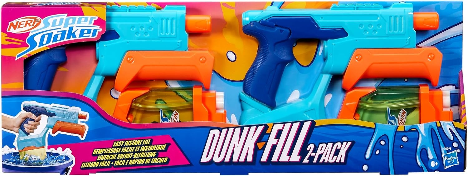 image:imageNerf Super Soaker DunkFill 2Pack 2 Water Blasters Easy Instant Fill Tanks Just Dunk amp Go 101 Fluid Ounce Tanks Water Toys Ages 6