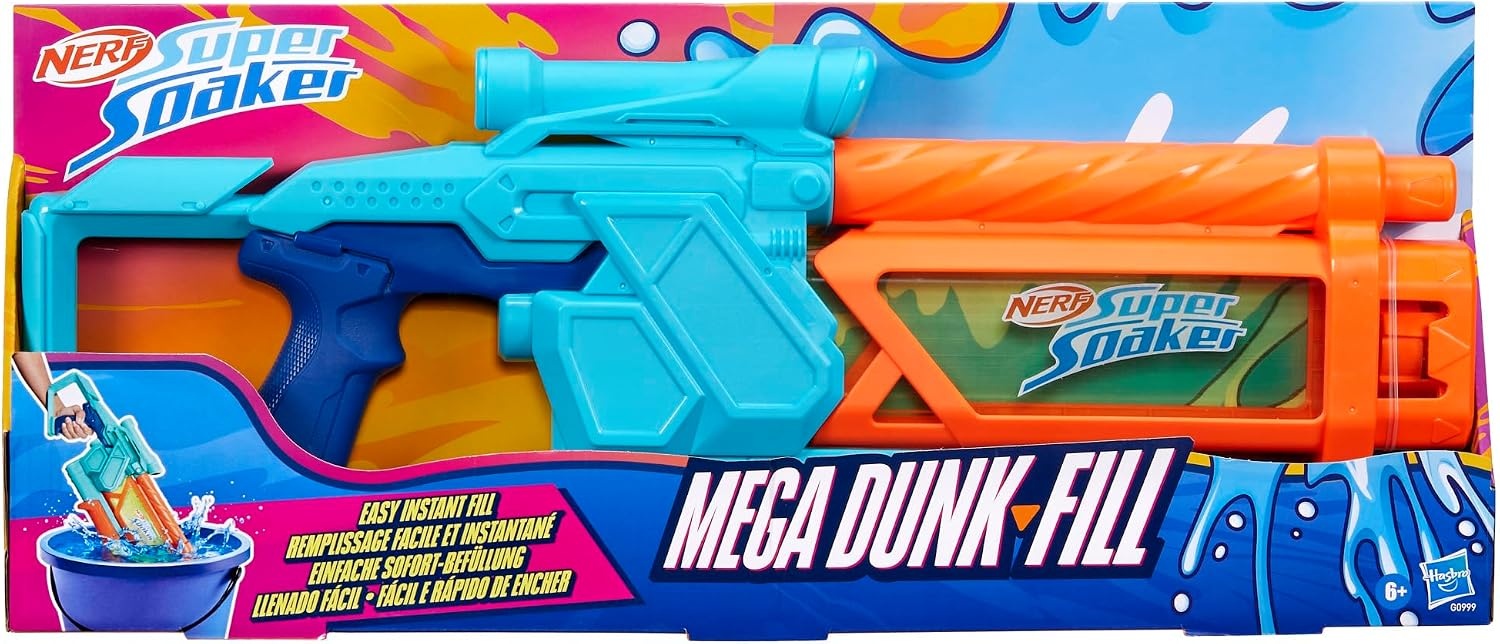image:imageNerf Super Soaker Mega DunkFill Water Blaster Easy Instant Fill Tank Just Dunk amp Go 339 Fluid Ounce Tank Water Toys Ages 6