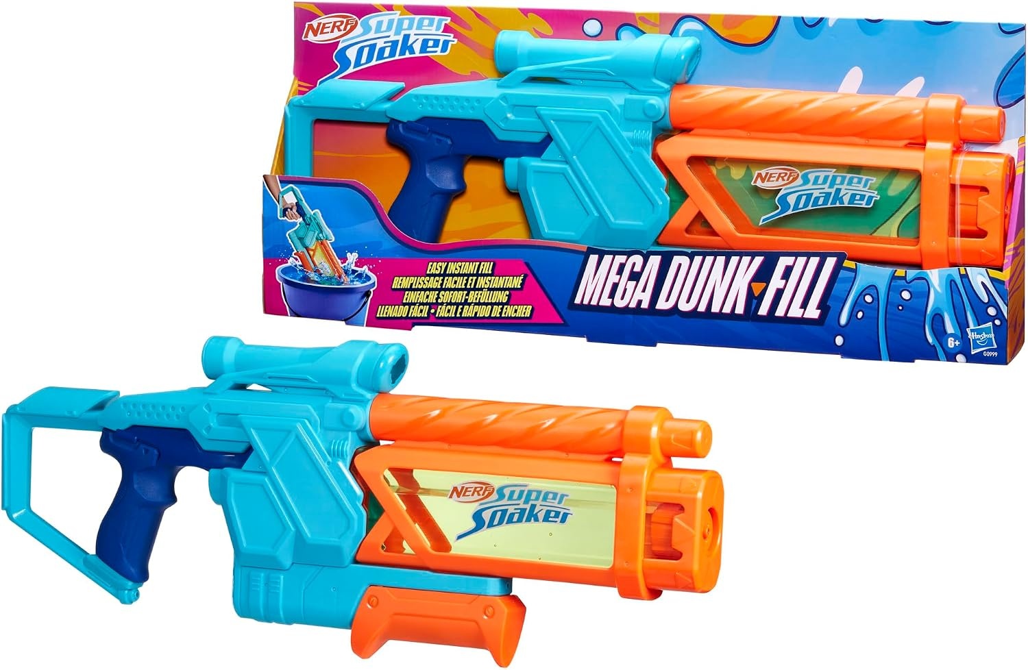 image:imageNerf Super Soaker Mega DunkFill Water Blaster Easy Instant Fill Tank Just Dunk amp Go 339 Fluid Ounce Tank Water Toys Ages 6