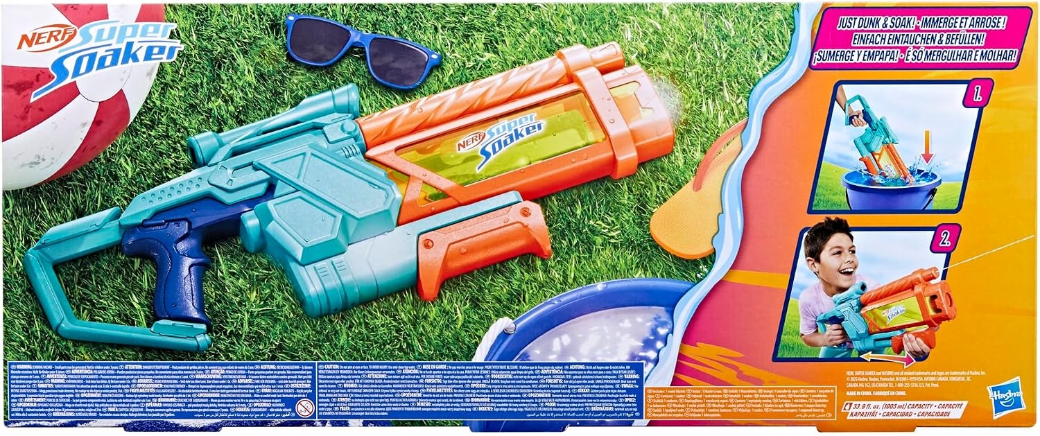 image:imageNerf Super Soaker Mega DunkFill Water Blaster Easy Instant Fill Tank Just Dunk amp Go 339 Fluid Ounce Tank Water Toys Ages 6