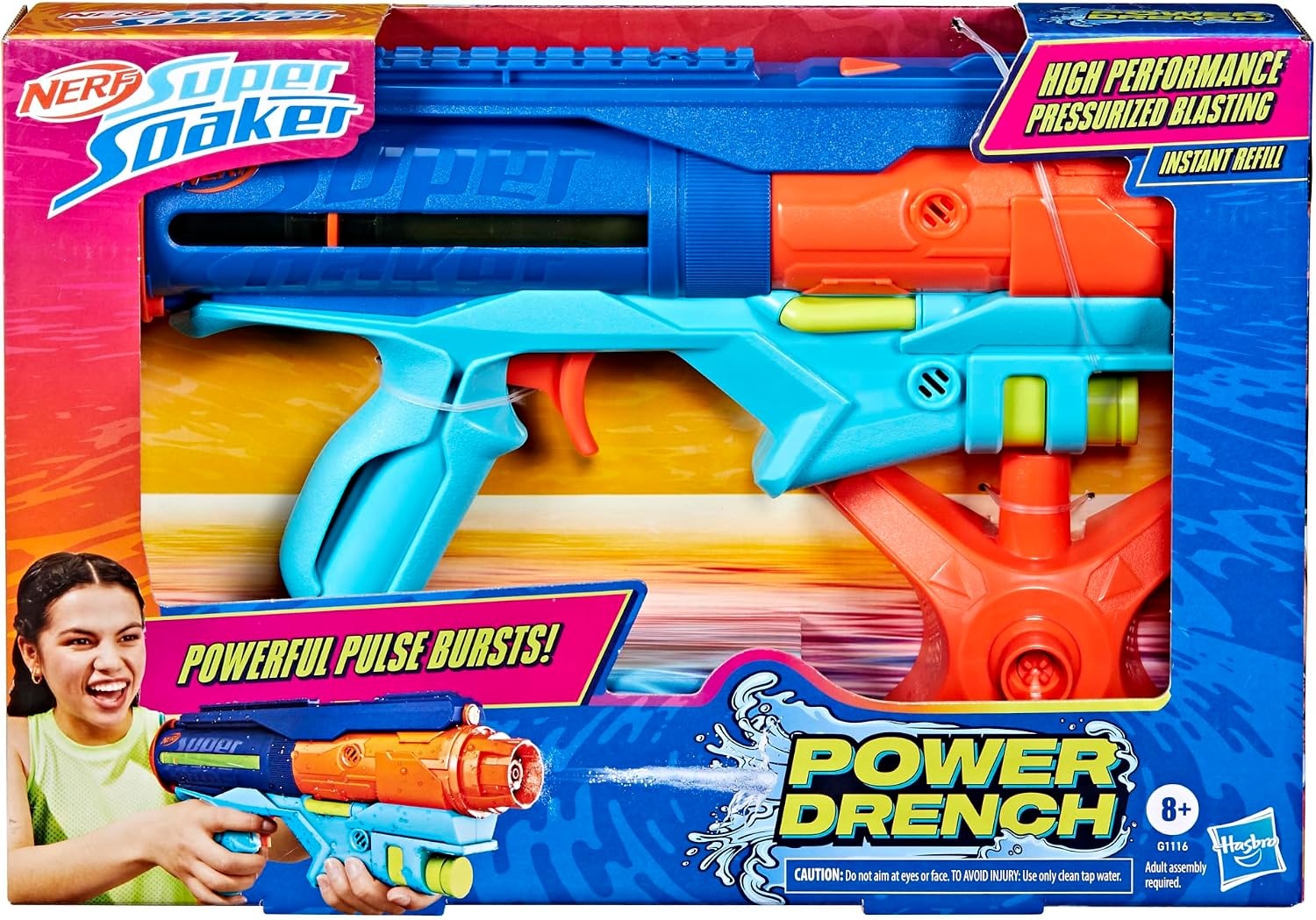 image:imageNerf Super Soaker Power Drench Water Blaster High Performance Pressurized Blasting Easy Hose Fill Station Water Toys Ages 8