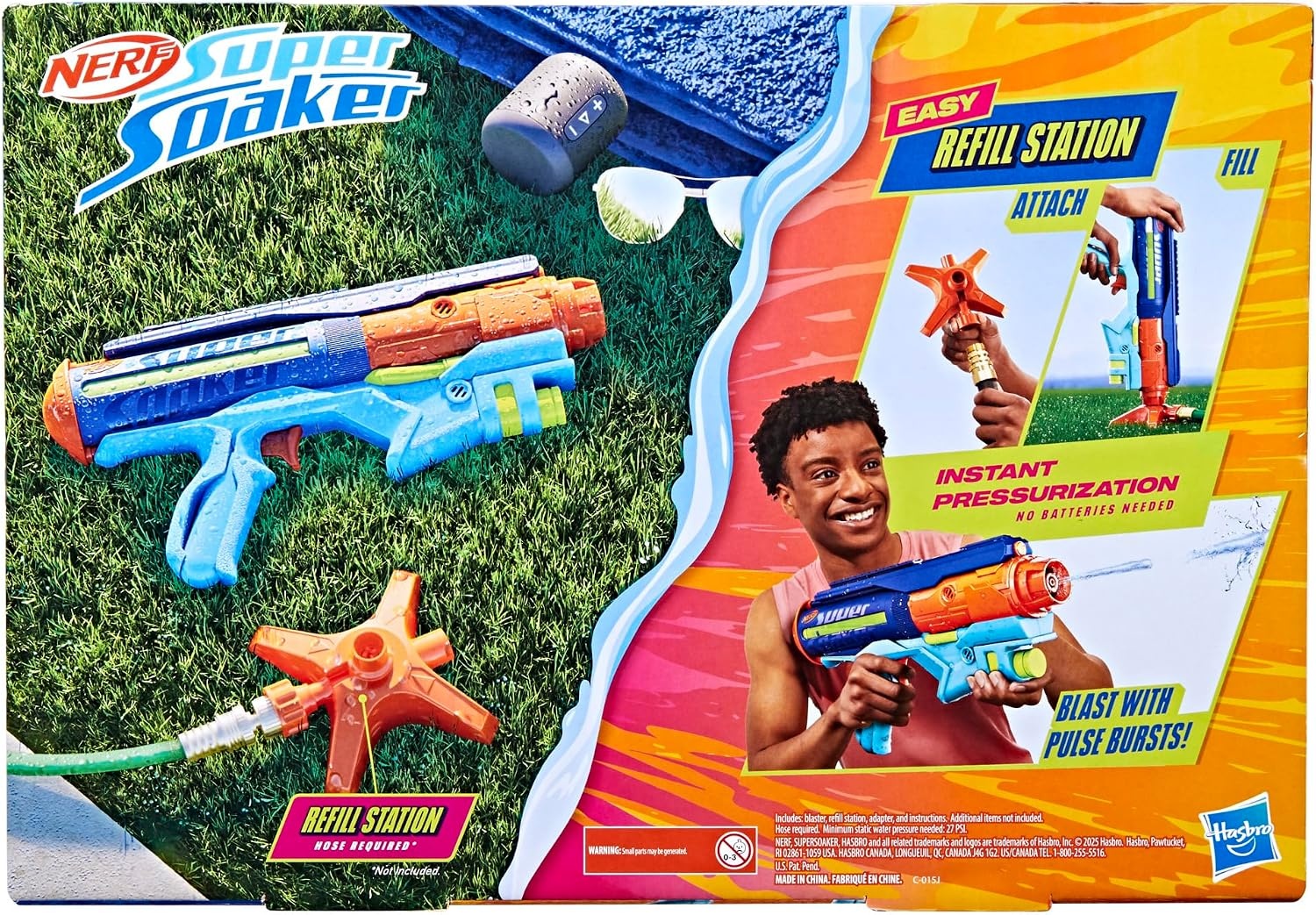 image:imageNerf Super Soaker Power Drench Water Blaster High Performance Pressurized Blasting Easy Hose Fill Station Water Toys Ages 8