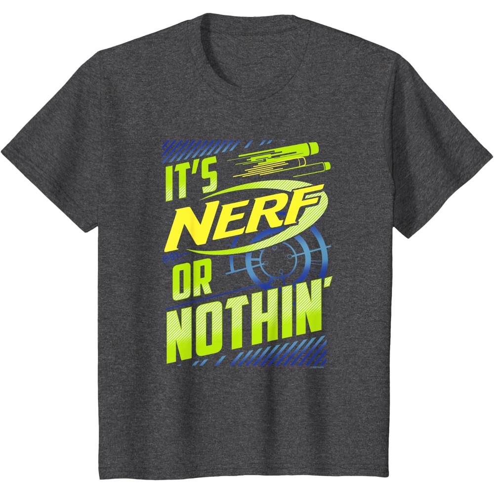 image:imageNerf Its Nerf Or Nothin Vintage Bullseye Logo TShirtDark Heather Grey