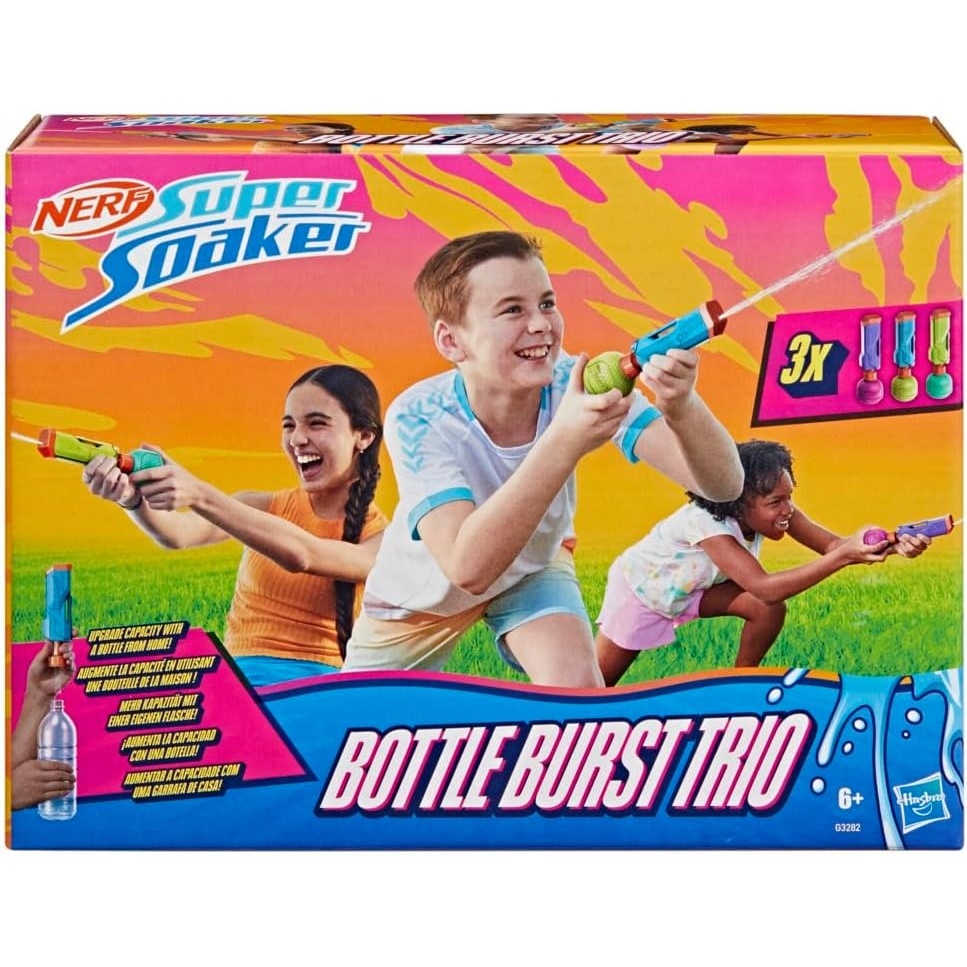 image:imageNerf Super Soaker Bottle Burst Trio 3 Pump Action Water Toys Removable 4 Fl Oz Capacity Bottles Kids Outdoor Toys Ages 6