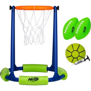 NERF Floating Pool Basketball + Football Target Set – 2 Balls