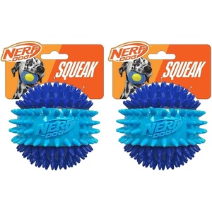 Nerf Dog 3.7in TPR 3-Part Spike Squeak Ball Dog Toy – Dark Blue/Light Blue(3.7 inches (Pack of 2))