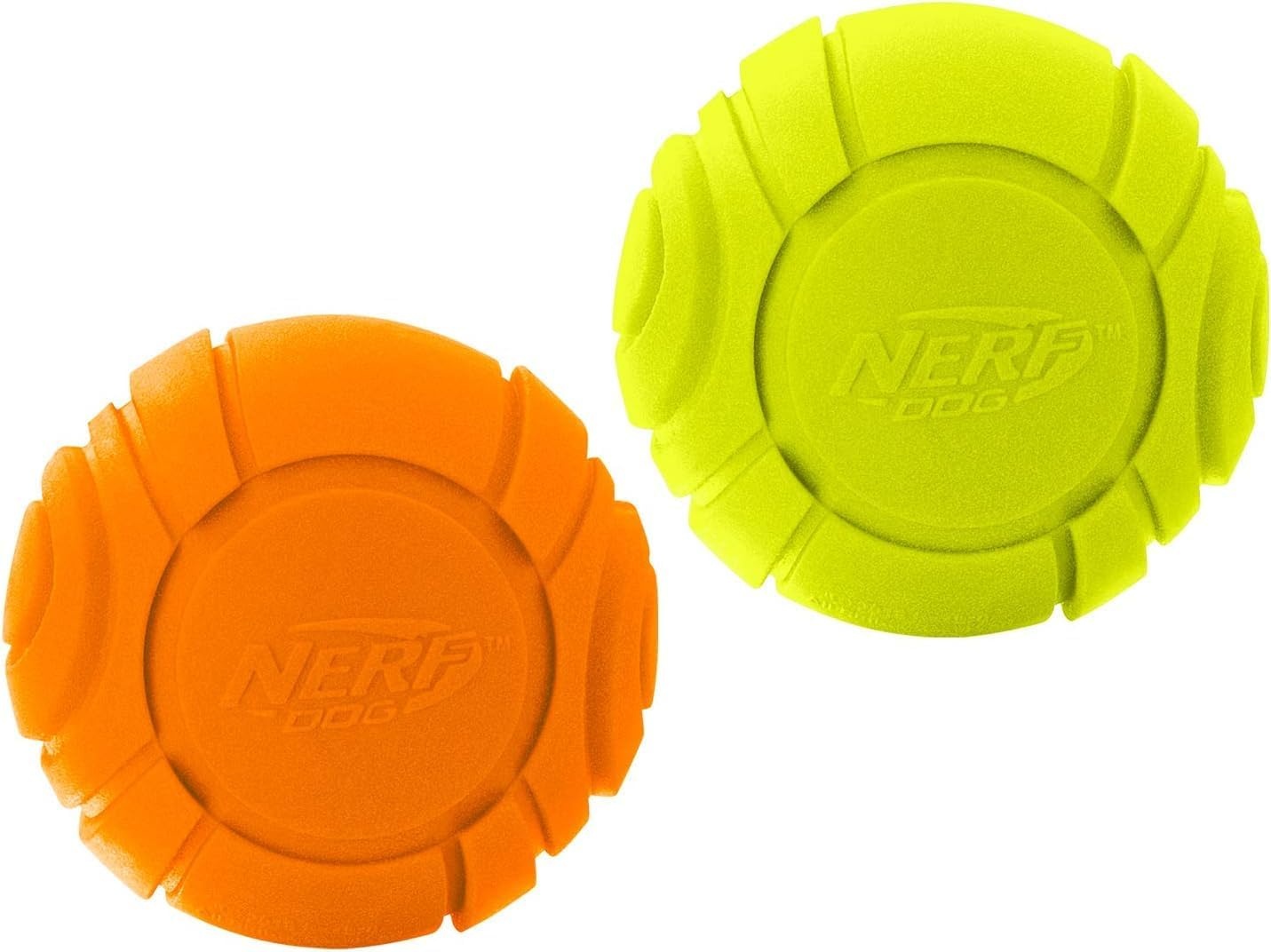 image:imageNerf Dog Sonic Ball Dog Toys Lightweight Durable and Water Resistant 25 Inches for SmallMediumLarge Breeds Two Pack Green and Orange