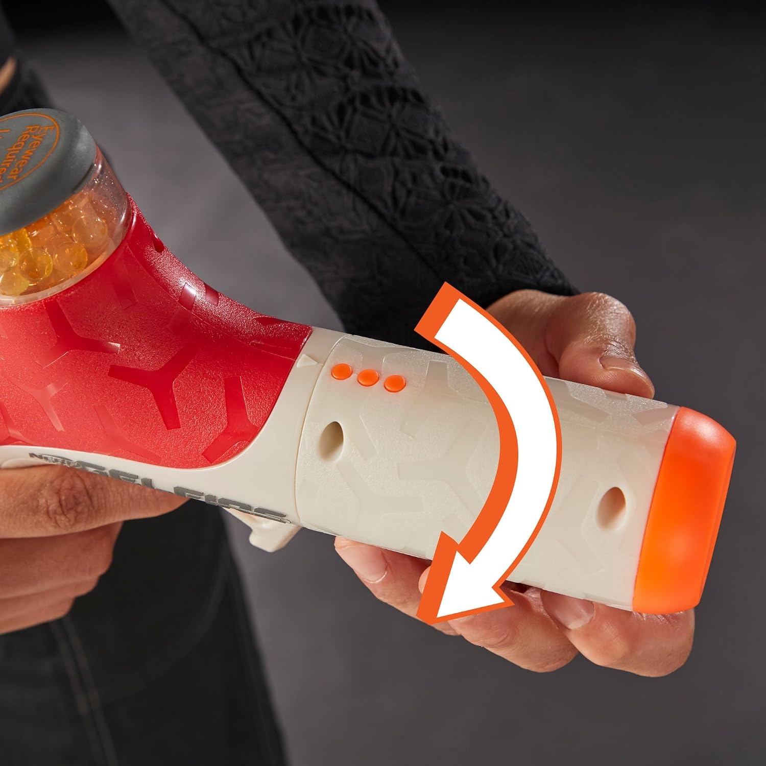 image:imageNerf Pro Gelfire Twist Shot Blaster 150 FPS 5000 Gelfire Rounds TPull Priming Integrated 80 Round Hopper Eyewear Ages 14