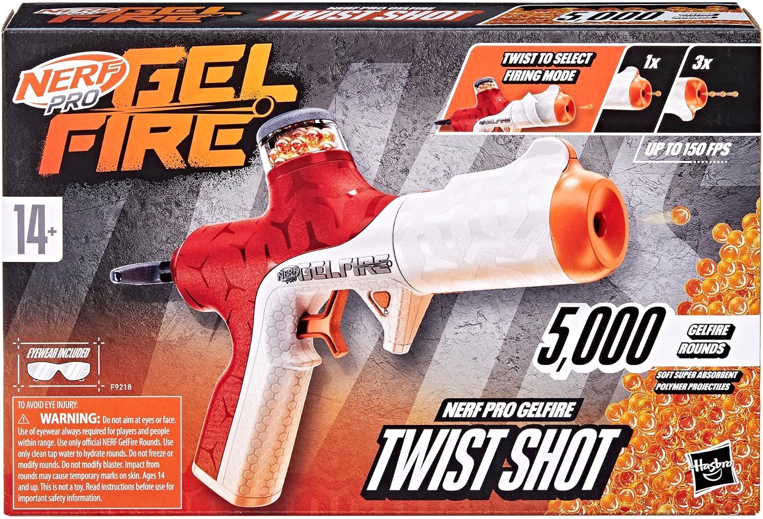 image:imageNerf Pro Gelfire Twist Shot Blaster 150 FPS 5000 Gelfire Rounds TPull Priming Integrated 80 Round Hopper Eyewear Ages 14