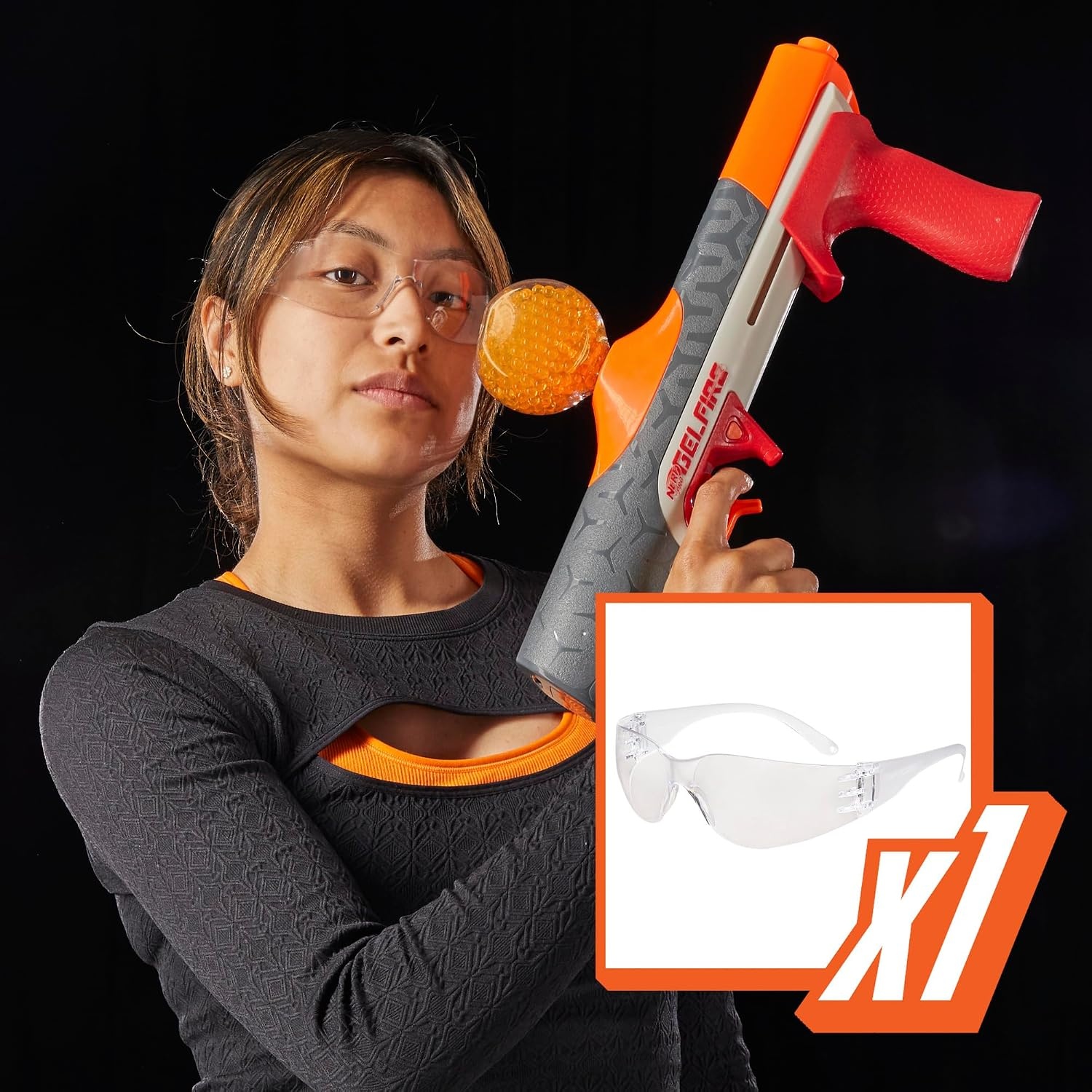 image:imageNerf Pro Gelfire Twist Shot Blaster 150 FPS 5000 Gelfire Rounds TPull Priming Integrated 80 Round Hopper Eyewear Ages 14