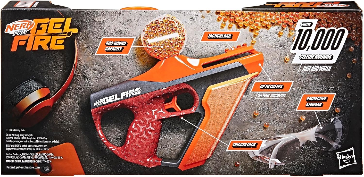 image:imageNerf Pro Gelfire Uproar Full Auto Blaster 150 FPS 10000 Gelfire Rounds 400 Round Hopper Eyewear Ages 14