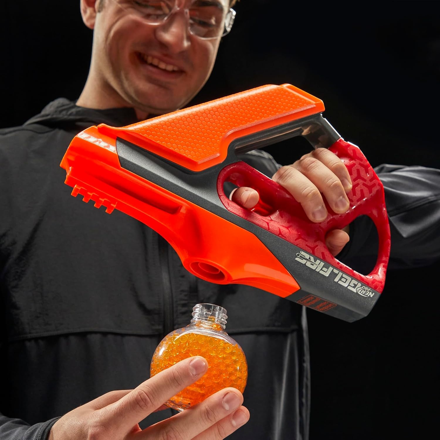 image:imageNerf Pro Gelfire Uproar Full Auto Blaster 150 FPS 10000 Gelfire Rounds 400 Round Hopper Eyewear Ages 14