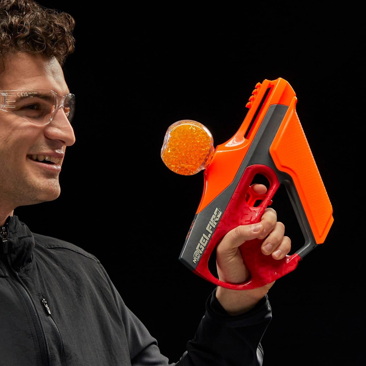 image:imageNerf Pro Gelfire Uproar Full Auto Blaster 150 FPS 10000 Gelfire Rounds 400 Round Hopper Eyewear Ages 14