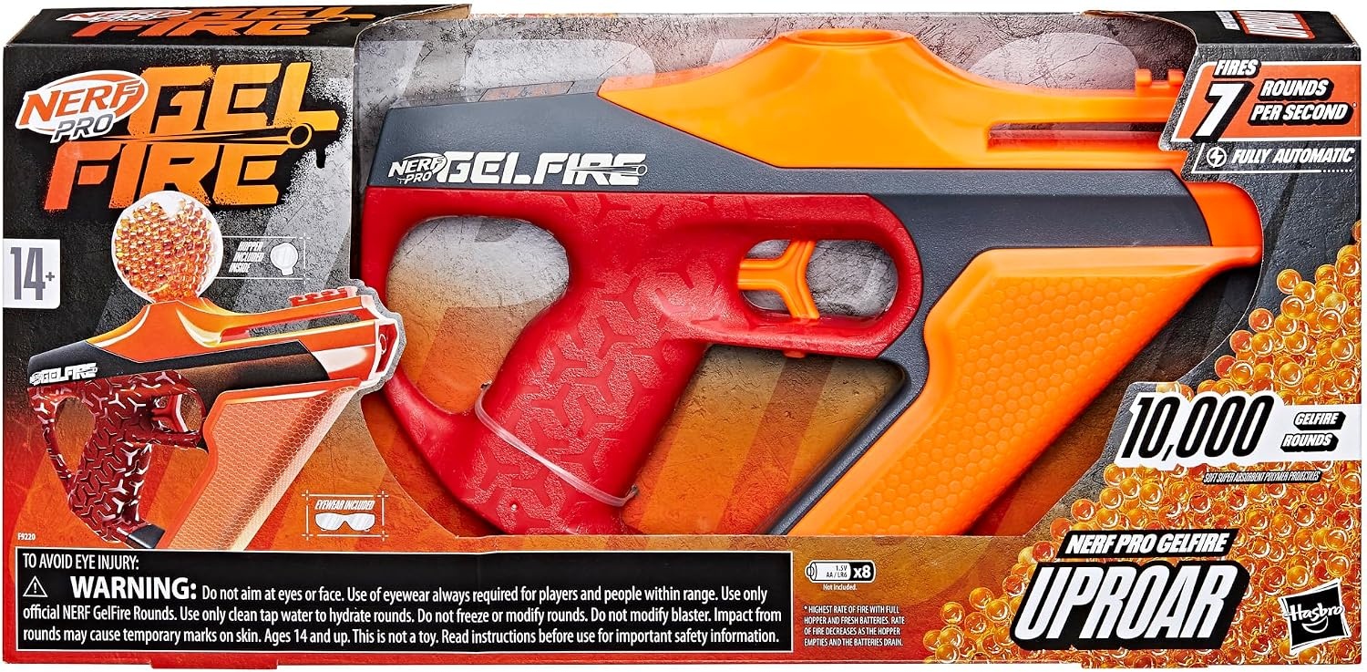 image:imageNerf Pro Gelfire Uproar Full Auto Blaster 150 FPS 10000 Gelfire Rounds 400 Round Hopper Eyewear Ages 14