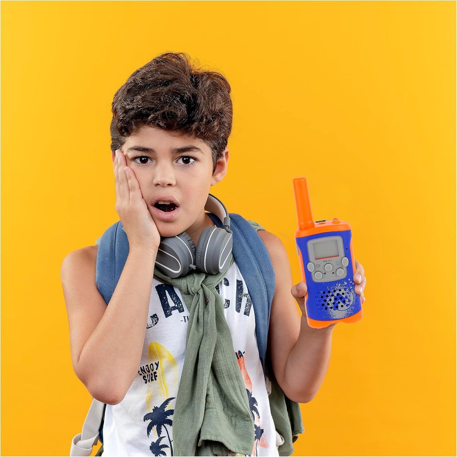image:imageNERF 10 Mile Walkie Talkies Set 37756 Delivers Transmission with 10 Mile Communication Range Flexible Safety Antenna amp Morse Code with OnOff Switch Orange amp BlackNerf Orange