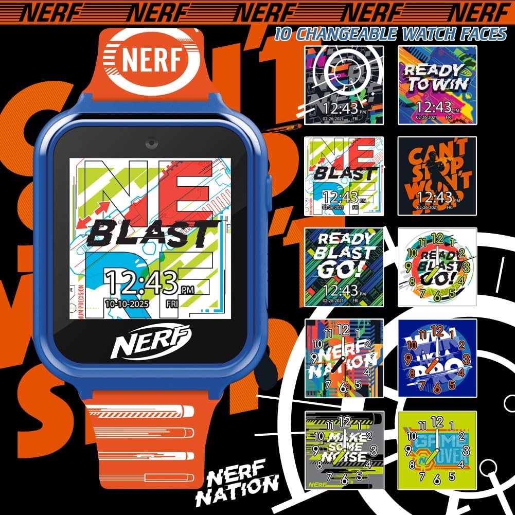 image:imageNERF Kids Smartwatch Interactive Touchscreen with Games Camera Step Tracker amp Voice Recorder 10 Watch Faces amp Wallpapers Adjustable Fit for Wrist Sizes 558