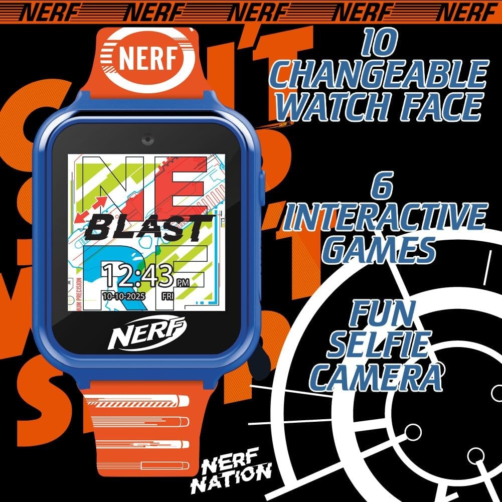 image:imageNERF Kids Smartwatch Interactive Touchscreen with Games Camera Step Tracker amp Voice Recorder 10 Watch Faces amp Wallpapers Adjustable Fit for Wrist Sizes 558