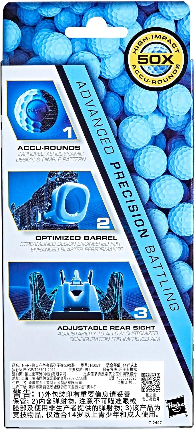 image:imageNerf Rival 50 AccuRound Refill Includes 50 AccuRounds The Most Accurate Nerf Rival Rounds Compatible with All Nerf Blasters