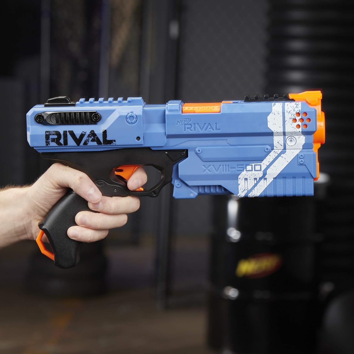 image:imageNerf Rival Kronos XVIII500 Blaster BreechLoad 5 Rival Rounds Spring Action 90 FPS Velocity Red Amazon ExclusiveBlue