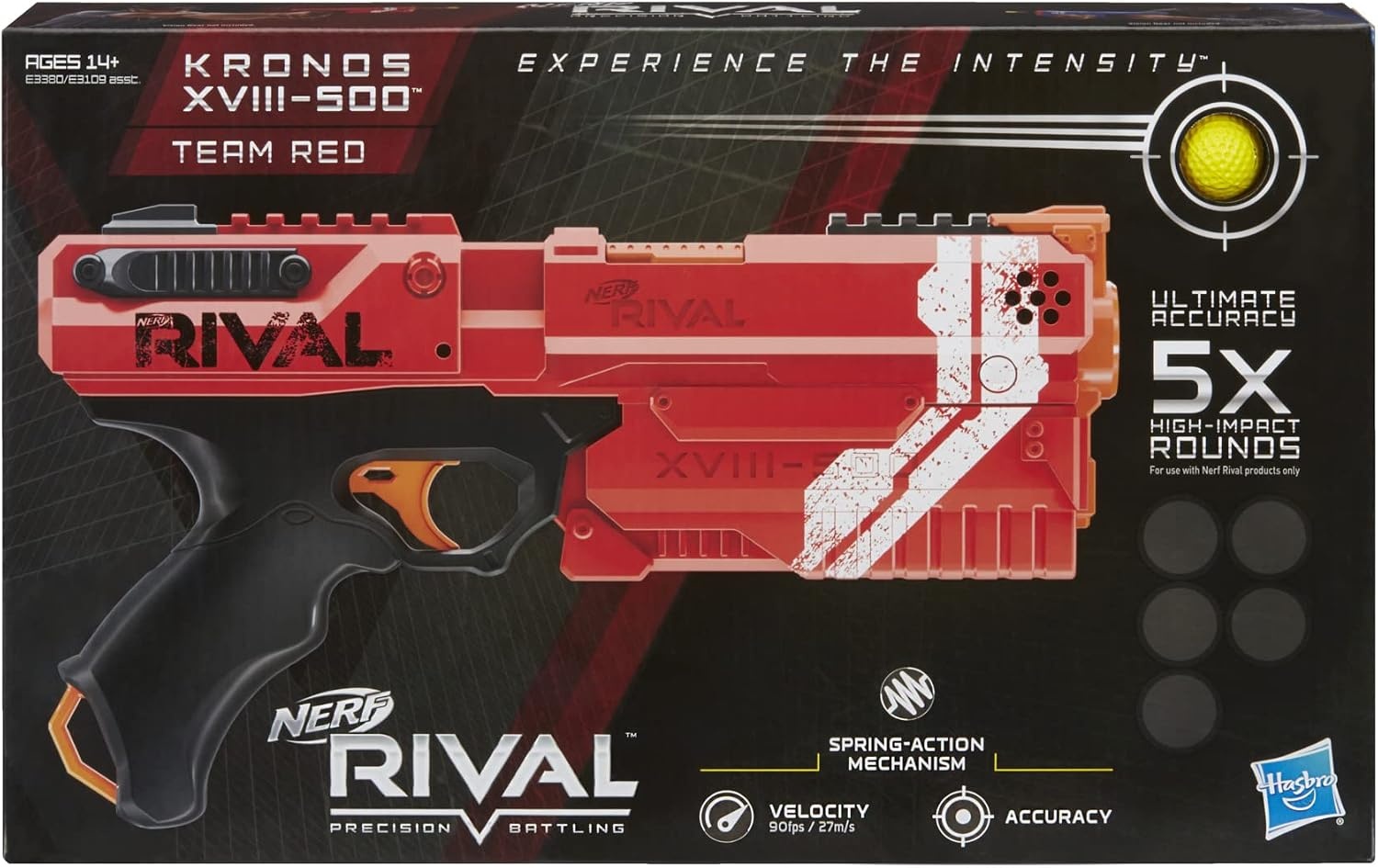 image:imageNerf Rival Kronos XVIII500 Blaster BreechLoad 5 Rival Rounds Spring Action 90 FPS Velocity Red Amazon ExclusiveRed