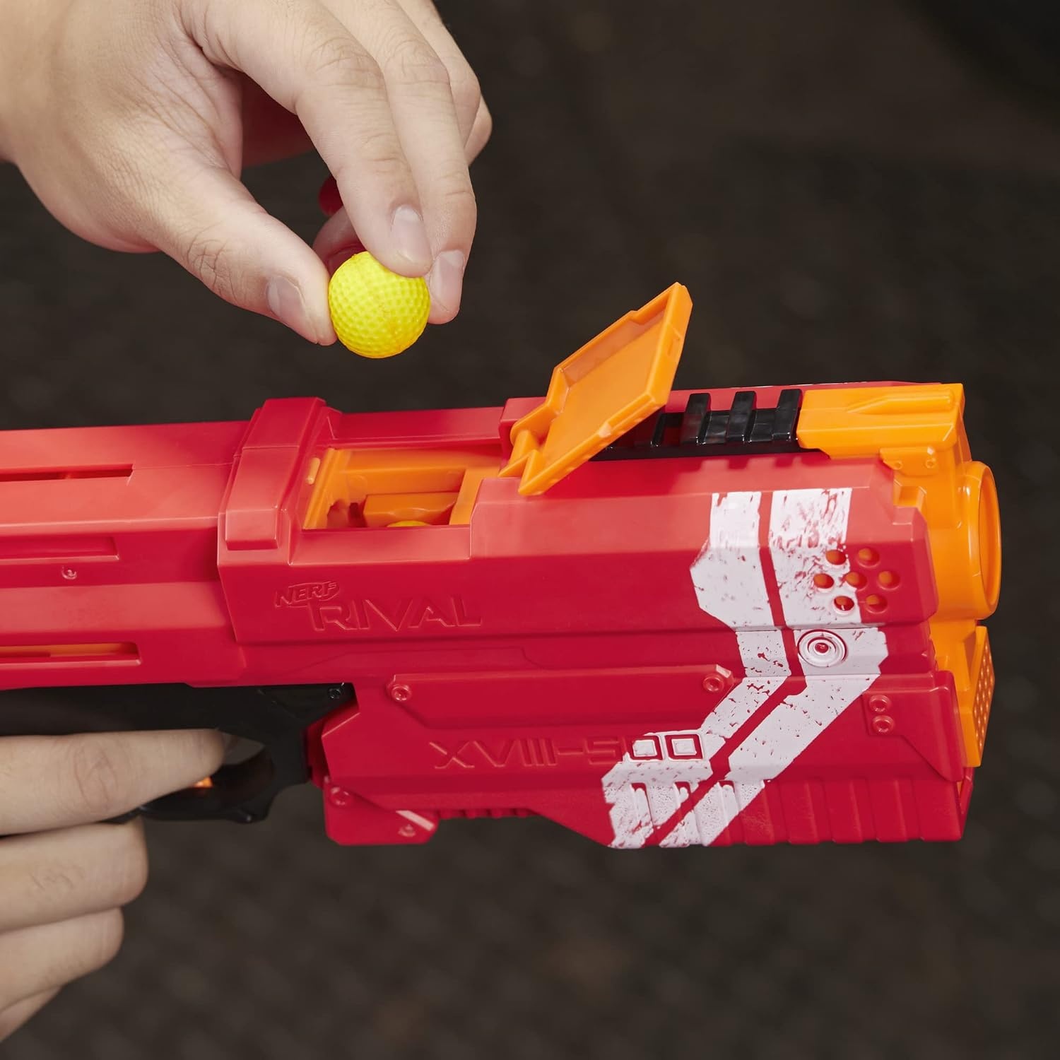 image:imageNerf Rival Kronos XVIII500 Blaster BreechLoad 5 Rival Rounds Spring Action 90 FPS Velocity Red Amazon ExclusiveRed