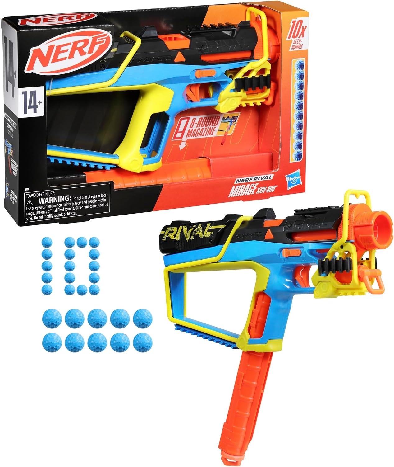 image:imageNerf Rival Mirage XXIV800 Blaster 10 Nerf Rival AccuRounds 2 Ways to Load 8 Round Removable Magazine Pump Action Priming Gifts for Teensyouth large 1113