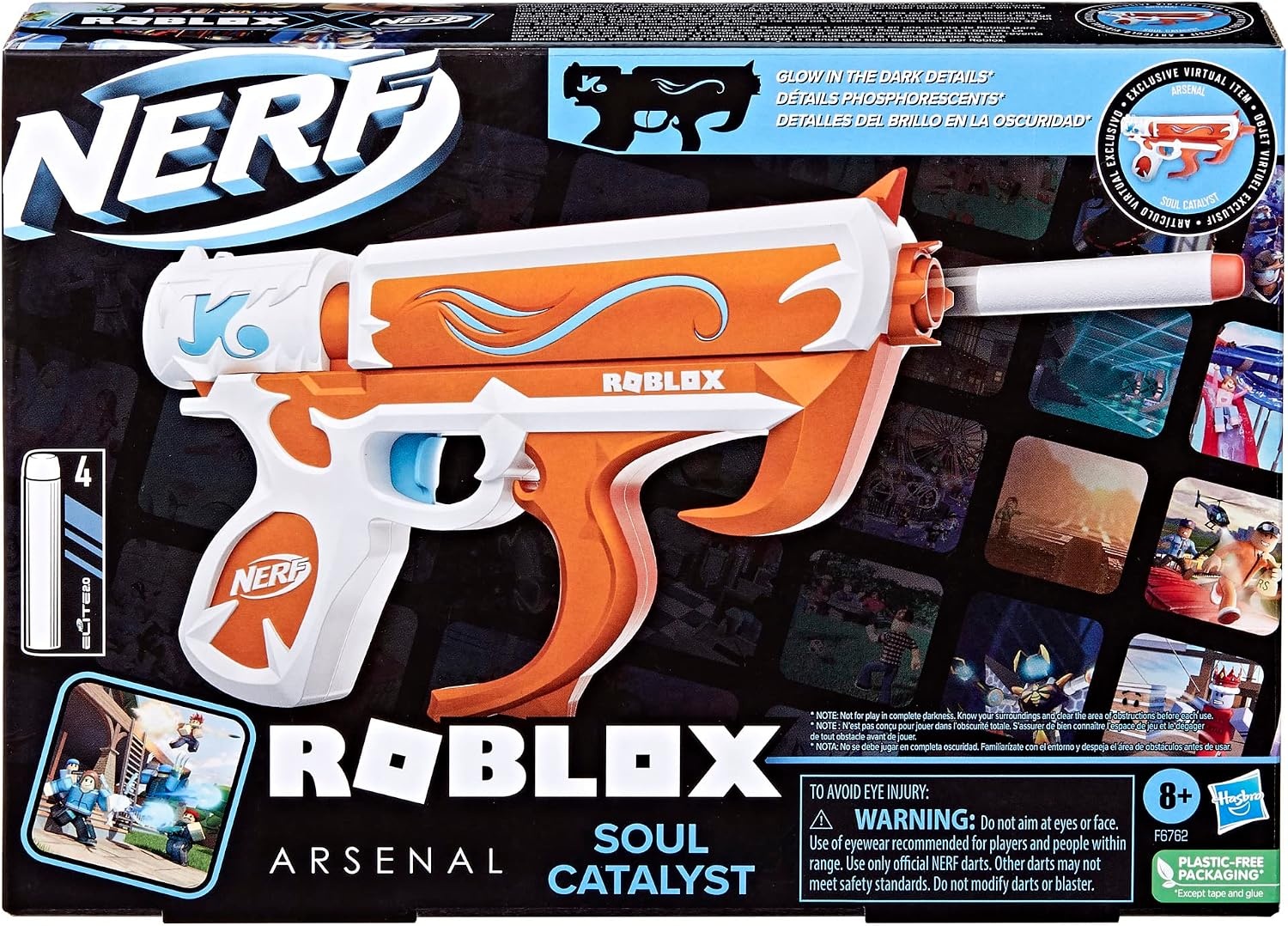 image:imageNerf Roblox Arsenal Soul Catalyst Dart Blaster Includes Code to Redeem Exclusive Virtual Item 4 Elite Nerf Darts Outdoor Games