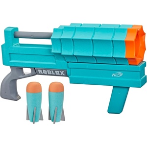 Nerf Roblox Sharkbite: Web Launcher Rocker Blaster, Includes Code to Redeem Exclusive Virtual Item, 2 Rockets, Pump Action