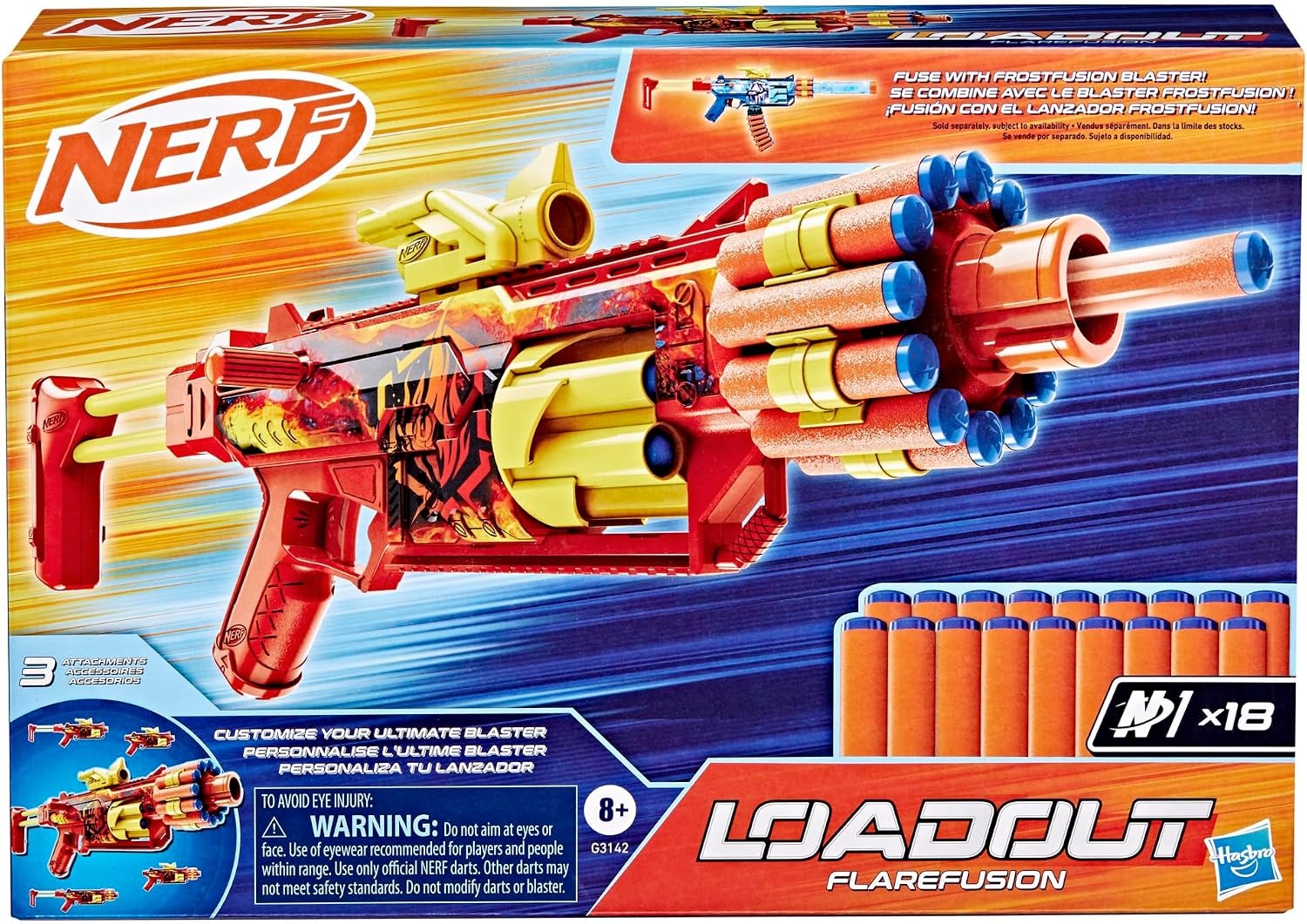 image:imageNerf Loadout FlareFusion Blaster 3 Interchangeable Attachment Accessories 18 Nerf N1 Darts Kids Toys amp Gifts Ages 8 Amazon Exclusive