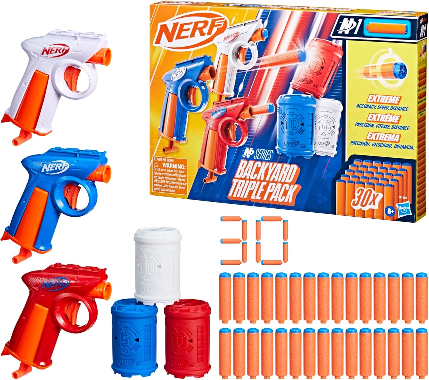 image:imageNerf N Series Backyard Triple Pack Includes 3 Flex Blasters 3 Targets 30 N1 Darts Ages 8 Amazon Exclusive