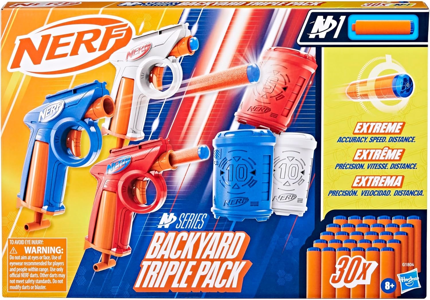image:imageNerf N Series Backyard Triple Pack Includes 3 Flex Blasters 3 Targets 30 N1 Darts Ages 8 Amazon Exclusive