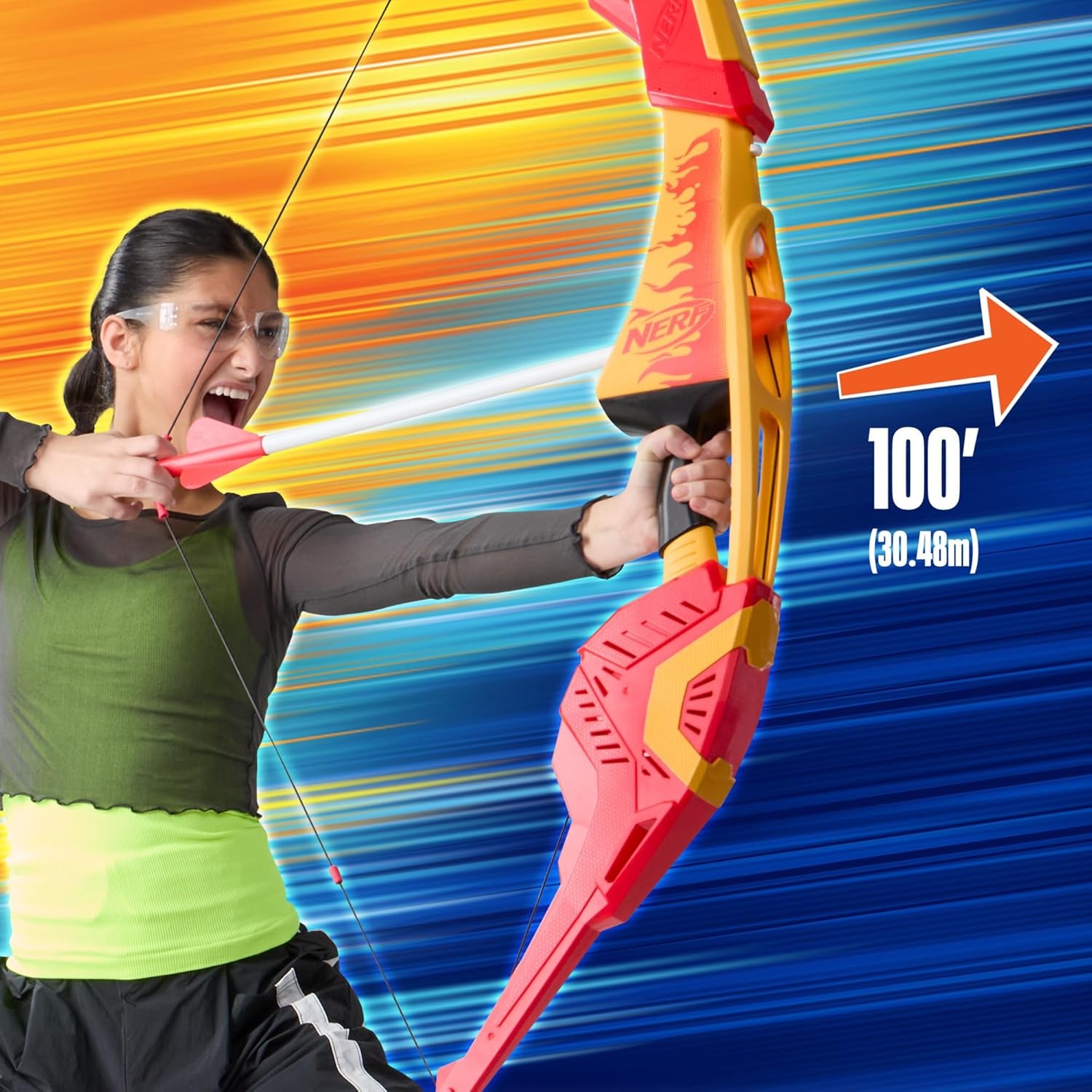 image:imageNerf Pyrostrike Megabow 42Inch Bow Fires Arrows Up to 105 Feet 2 with Soft Tips Kids Outdoor Toys Ages 10 Amazon Exclusive
