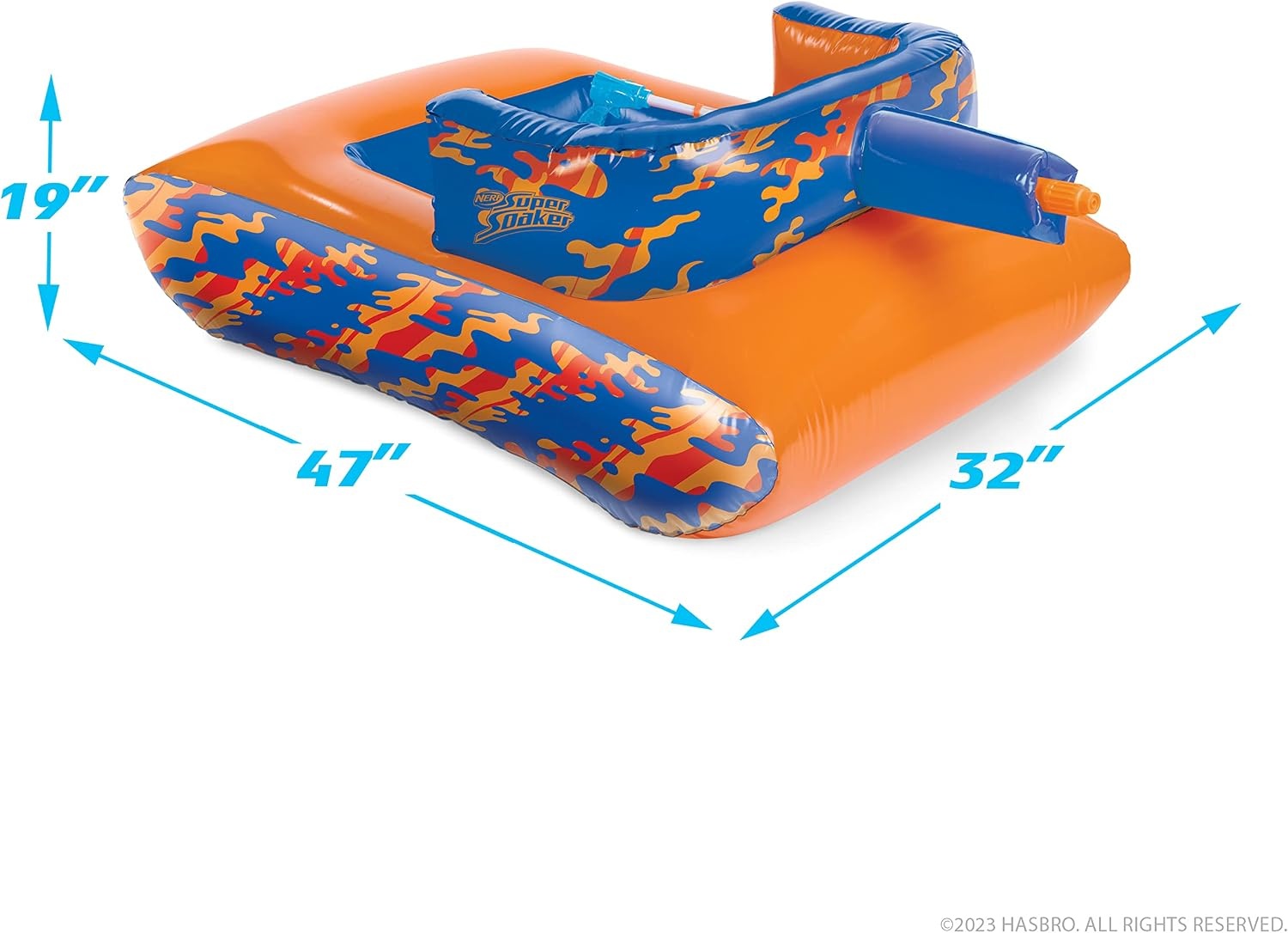 image:imageNERF Super Soaker Megaforce Battle Tank RideOn Inflatable Pool Float with PoolFed Mega Water BlasterMega Tank