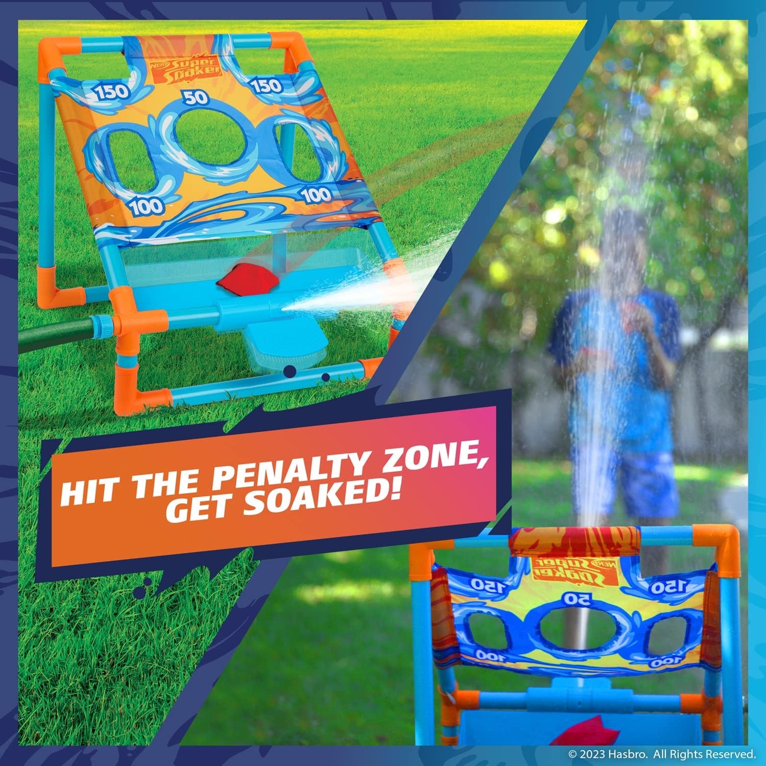 image:imageNerf Super Soaker Toss N Splash Cornhole Set Bean Bag Toss Game for Kids with a Splashtastic Water Twist for Outdoor Fun