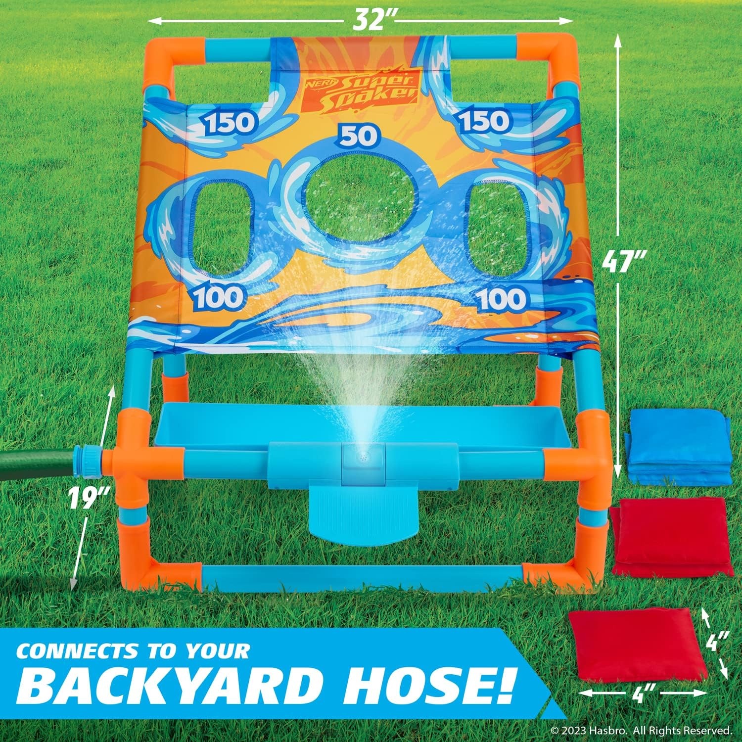 image:imageNerf Super Soaker Toss N Splash Cornhole Set Bean Bag Toss Game for Kids with a Splashtastic Water Twist for Outdoor Fun