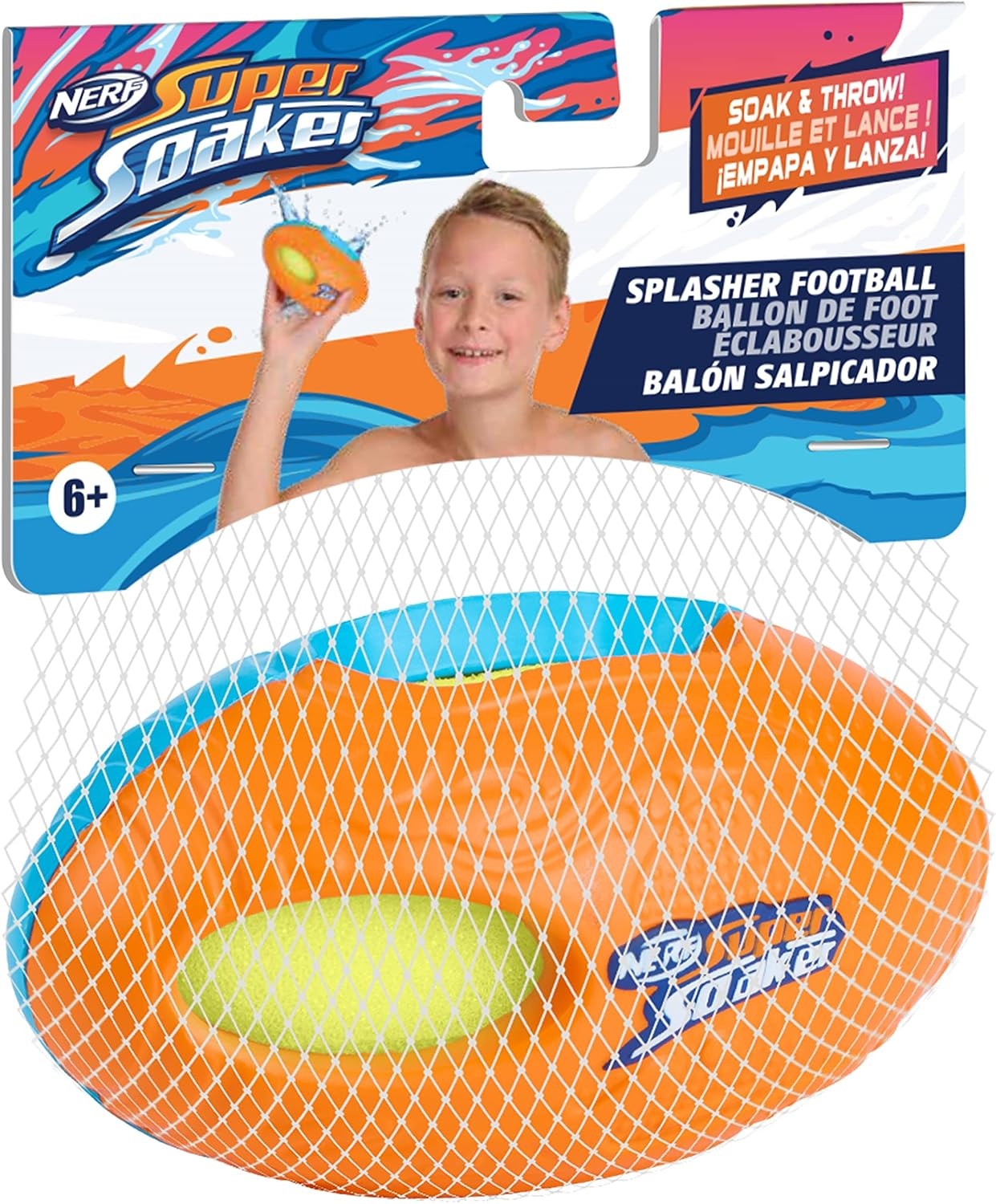 image:imageWowWee Nerf Super Soaker Splasher Football for Kids Outdoor Sports Pool Toy Waterproof Football for Beach and Land Play