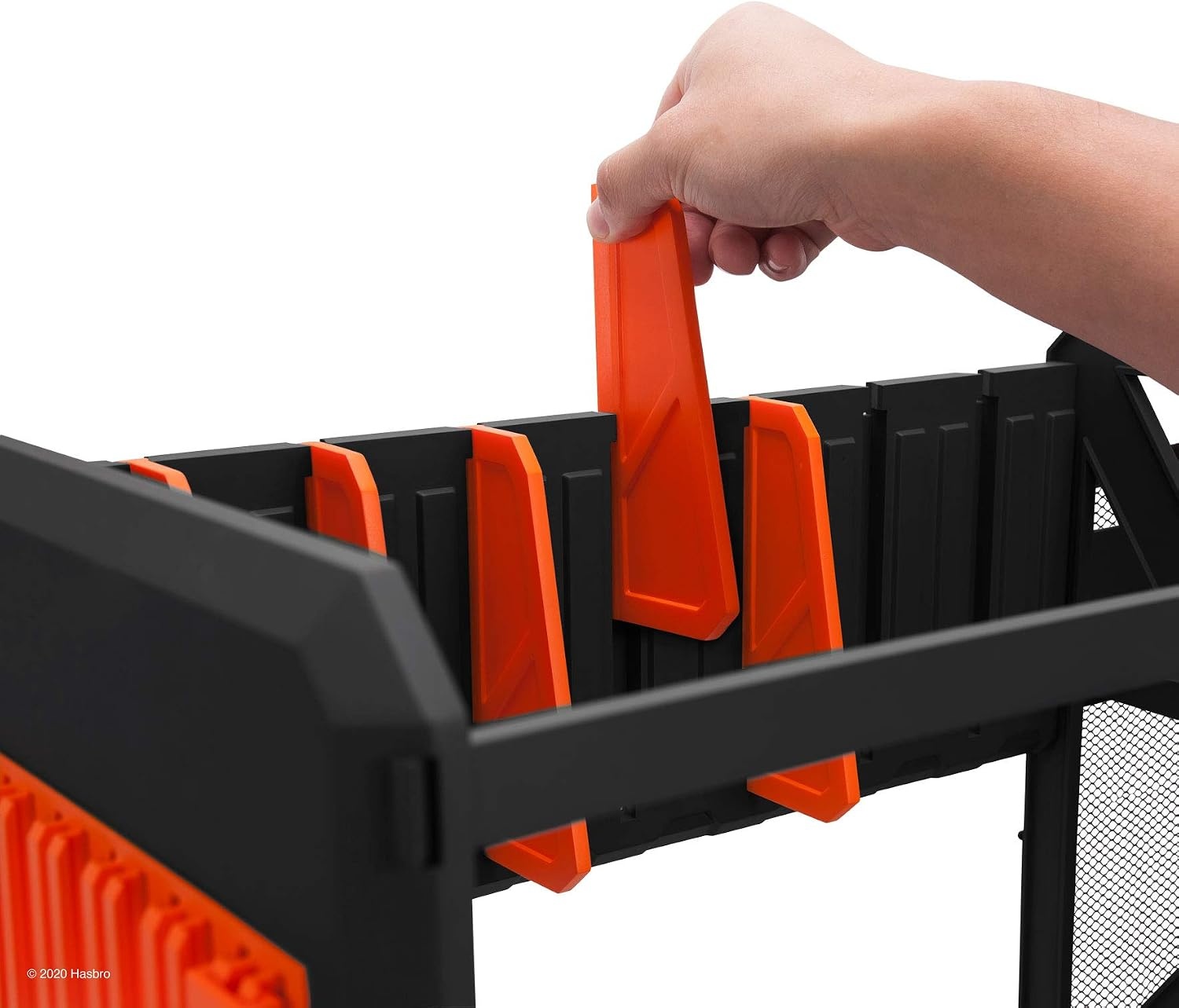 image:imageNerf Elite Blaster Rack Storage for up to Six Blasters Including Shelving and Drawers Accessories Orange and Black Amazon Exclusive