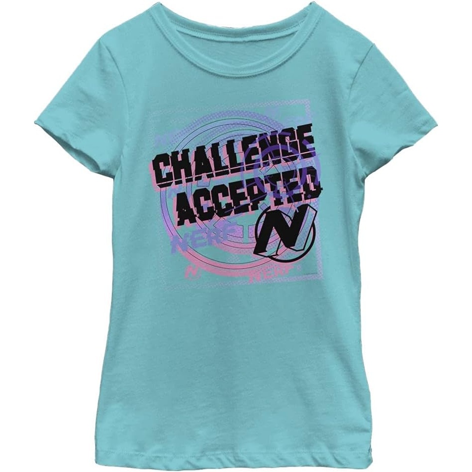 image:imageHasbro Girls Nerf Challenge Accepted Girls Solid Crew TeeTahiti Blue