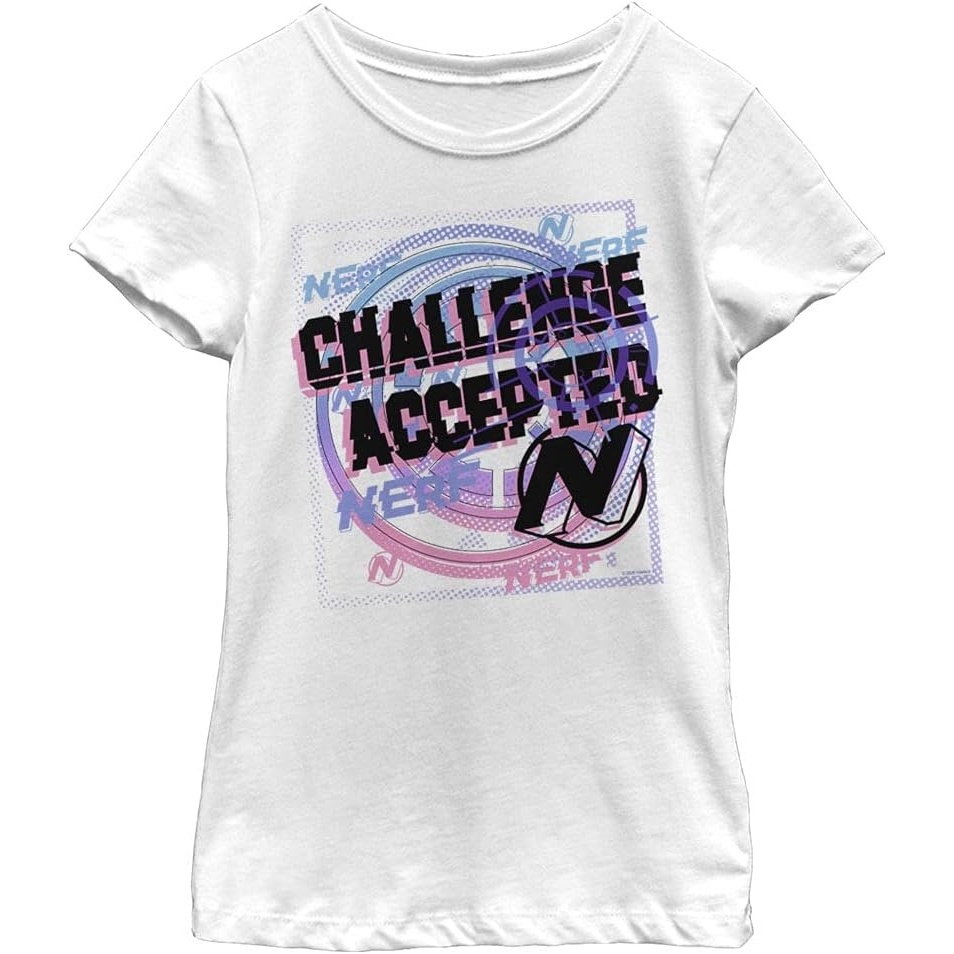 image:imageHasbro Girls Nerf Challenge Accepted Girls Solid Crew TeeWhite