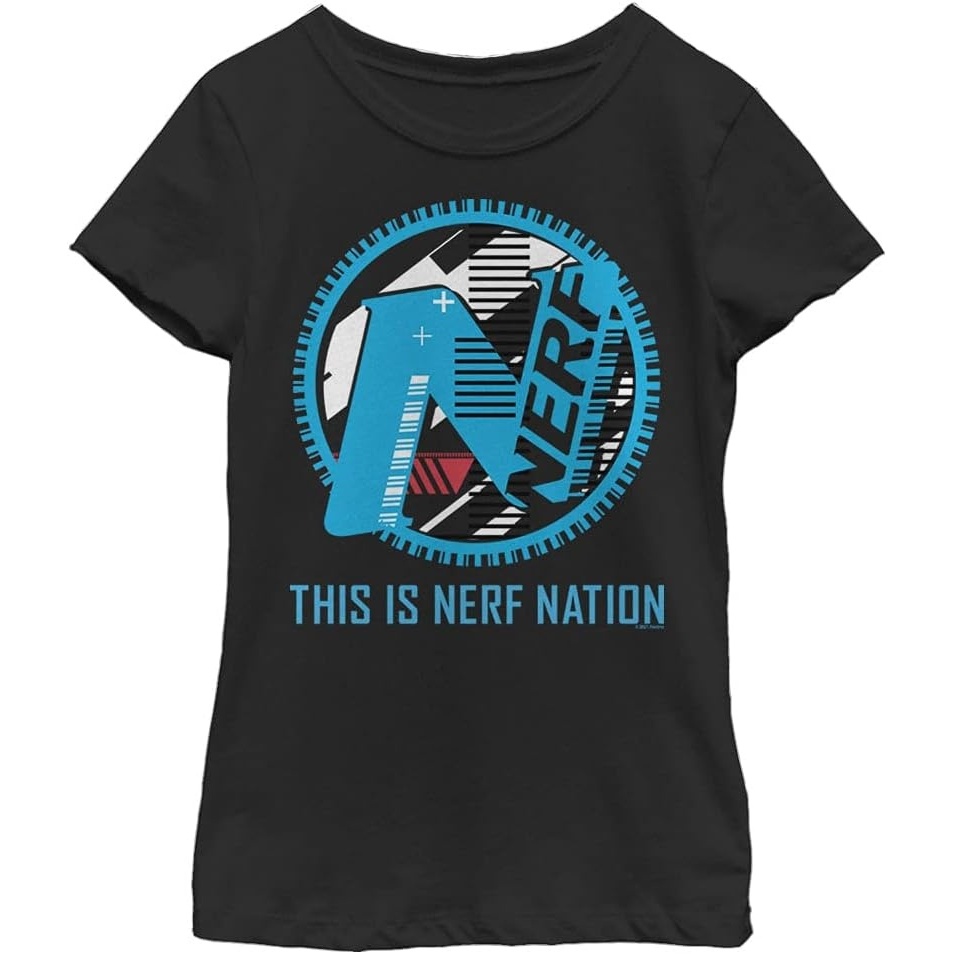 image:imageHasbro Girls Nerf Iconic Construct Girls Solid Crew TeeBlack