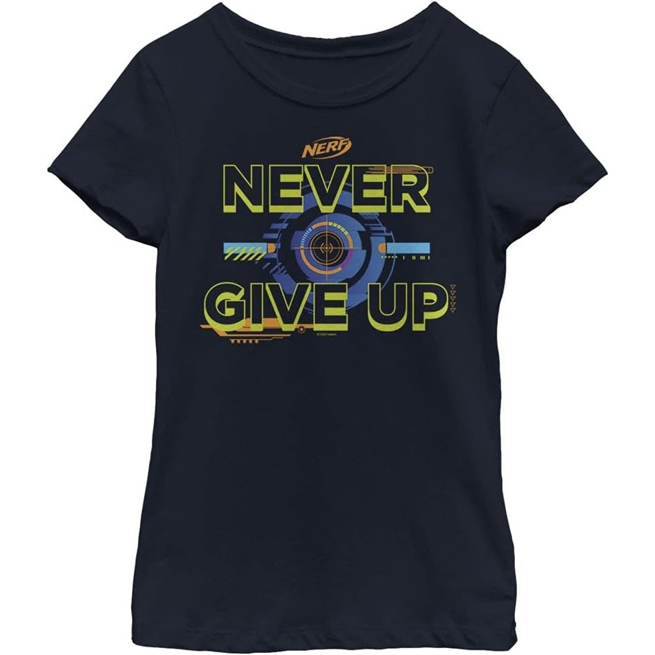 image:imageHasbro Girls Nerf Never Give Up Girls Solid Crew TeeNavy Blue