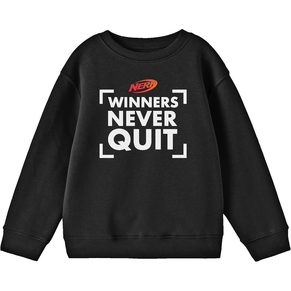 image:imageNerf Winners Never Quit Crew Neck Long Sleeve Boys Black SweatshirtBlack