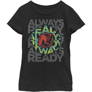Hasbro Girls Nerf Always Read Sights Girl’s Solid Crew Tee(Black)