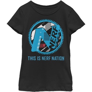 Hasbro Girls Nerf Iconic Construct Girl’s Solid Crew Tee(Black)
