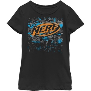 Hasbro Girls’ Nerf Pixel Blast Girl’s Solid Crew Tee(Black)