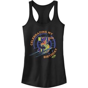 Hasbro Nerf Celebrating My 3RD Birthday Slim Fit, Scoop Hem Racerback Tank Black