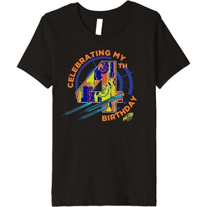 Kids Nerf Birthday Celebrating My 4th Graphic Color Filled Logo Premium T-Shirt