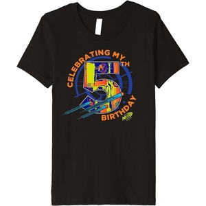 Kids Nerf Birthday Celebrating My 5th Graphic Color Filled Logo Premium T-Shirt