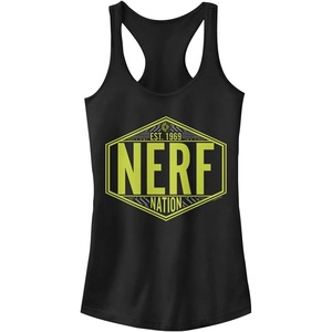 Hasbro Nerf Nerf Nation Badge Slim Fit, Scoop Hem Racerback Tank Black